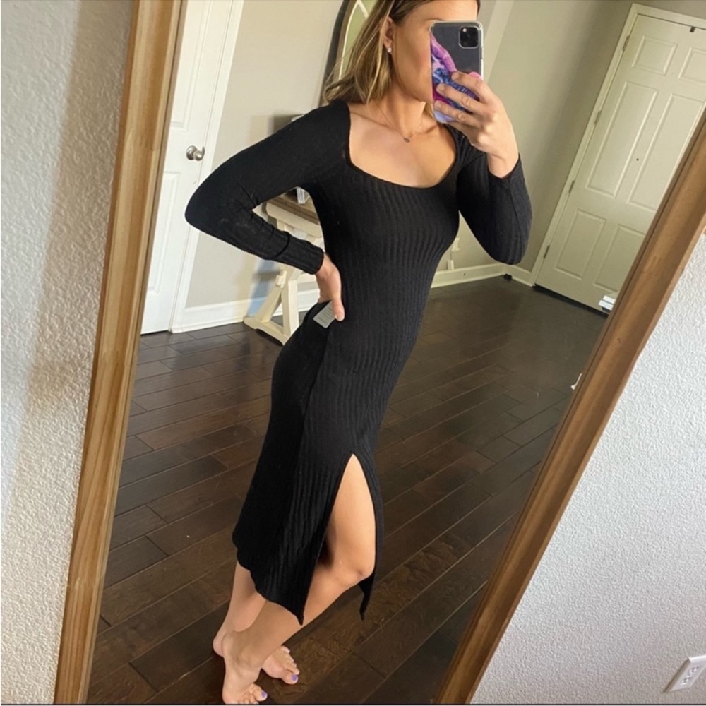 ASTR the Label wide neck ribbed midi dress